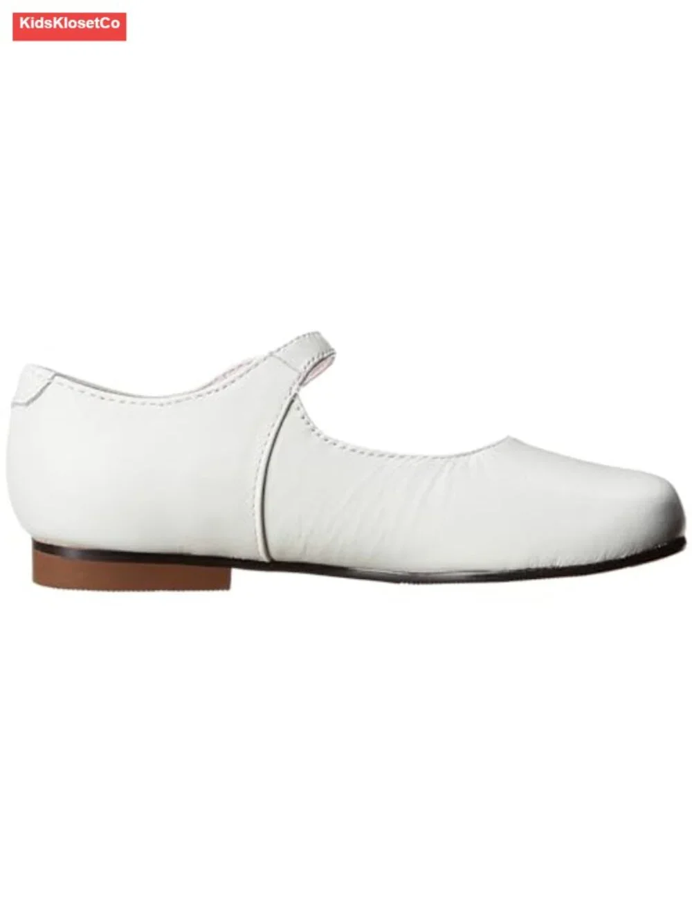 Girls White Leather Ballet Flats with Buckle - Toddler Little Kid